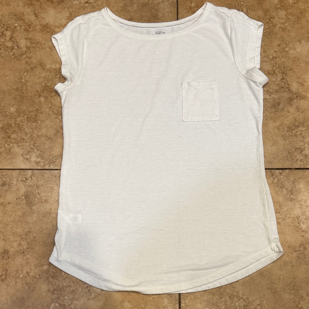 LOFT Women's White Short Sleeve Blouse